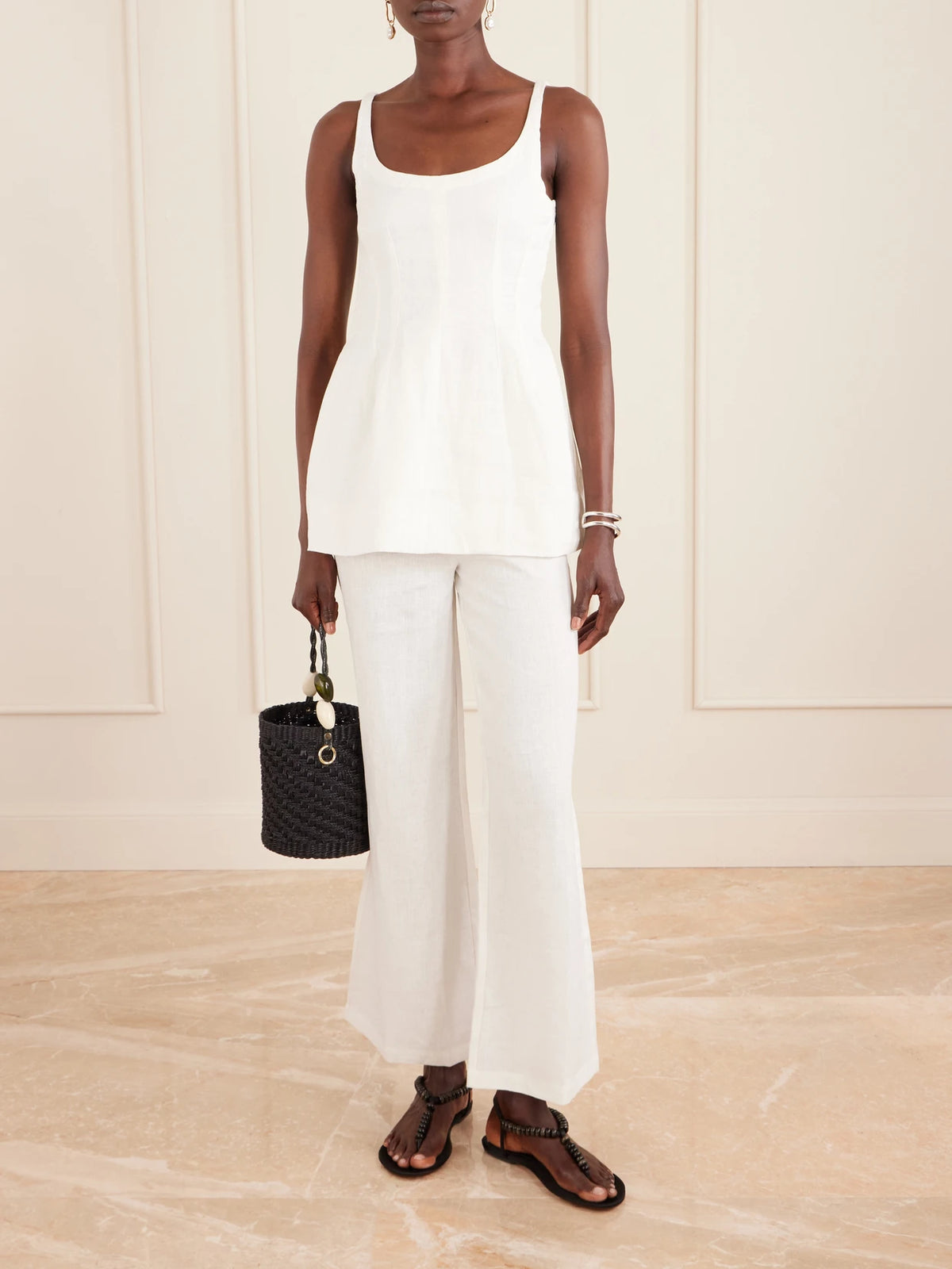 Image of Blouses. Product name - Syna Linen Blouse in White colour by brand - Faithfull
