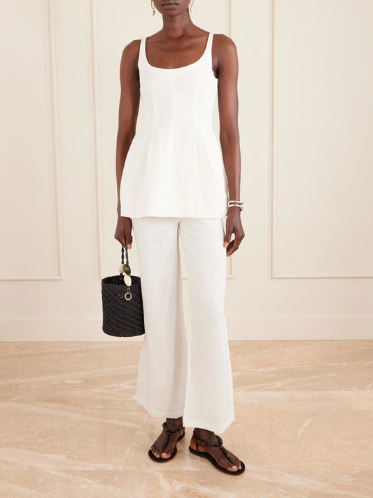 Image of Blouses. Product name - Syna Linen Blouse in White colour by brand - Faithfull