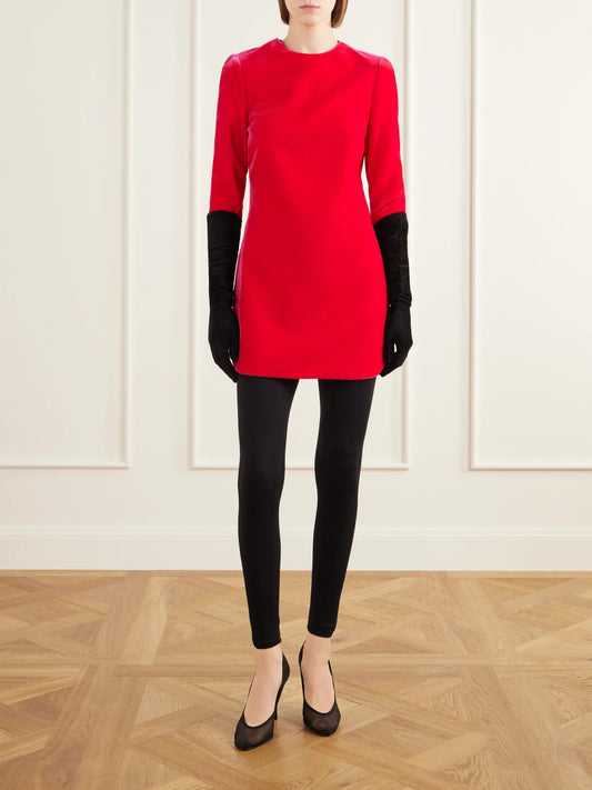 Image of Dresses. Product name - Velvet Mini Dress in Fuchsia colour by brand - Alaïa