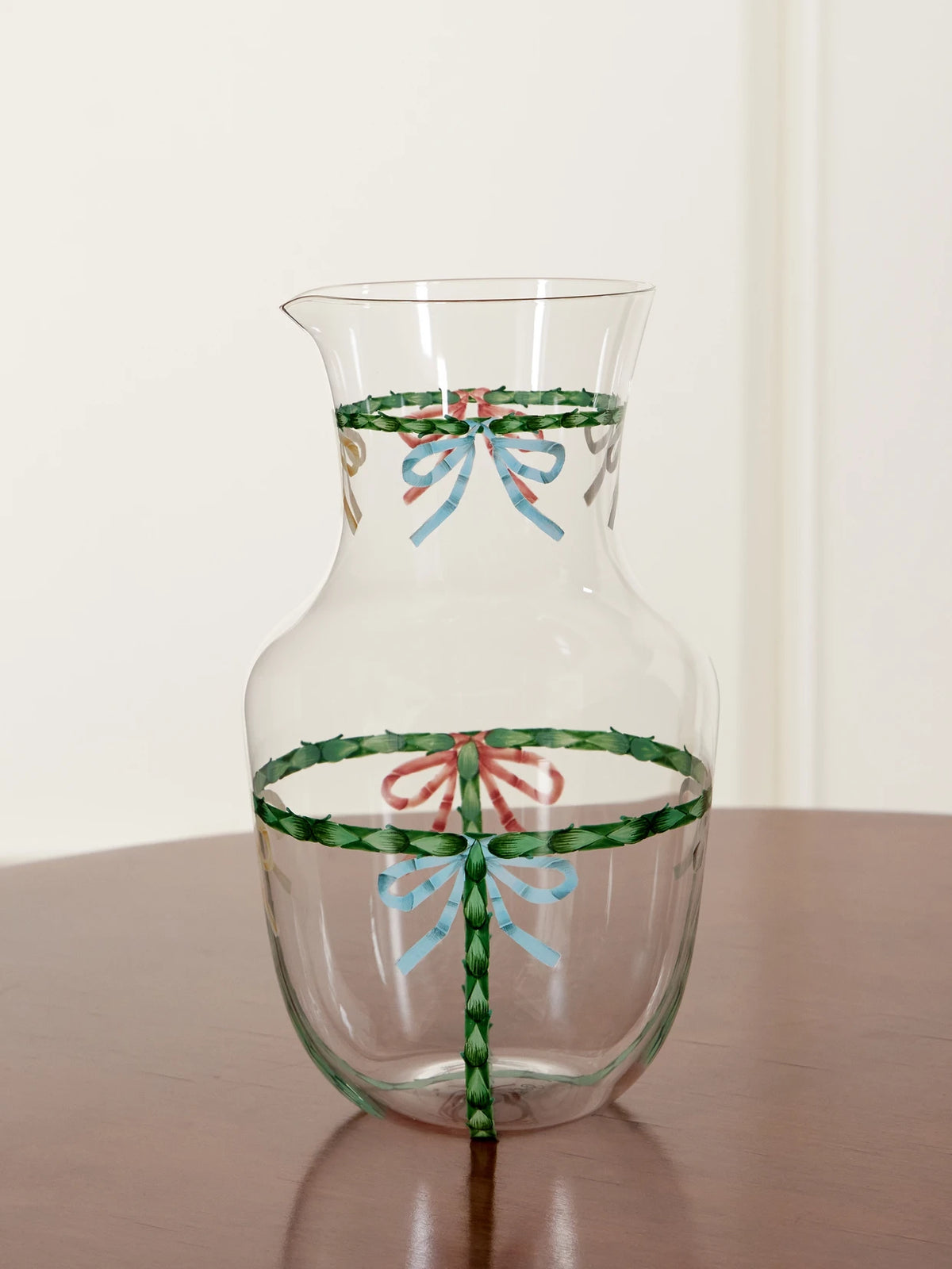 Alpha Bow Painted Crystal Glass Pitcher