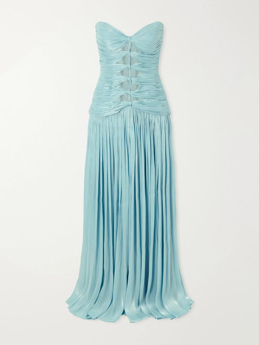 Costarellos Minari Strapless Lurex-georgette Gown