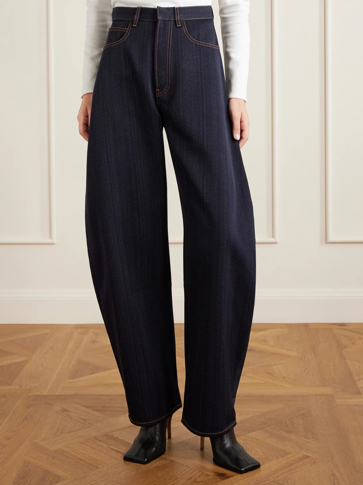 Denim High-rise Barrel-leg Jeans