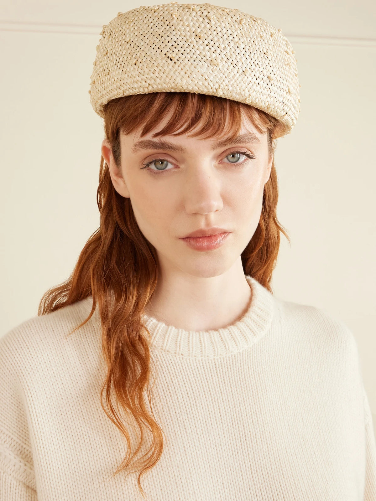 Image of Hats. Product name - The Lauren Pillbox Straw Hat in Off-white colour by brand - Gigi Burris