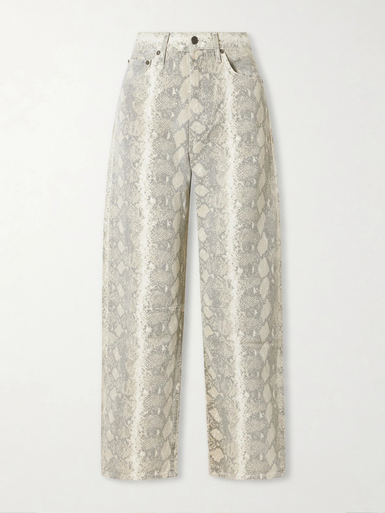 Image of Jeans. Product name - Miro Long Snake-print Mid-rise Barrel-leg Jeans in Snake print colour by brand - Citizens of Humanity