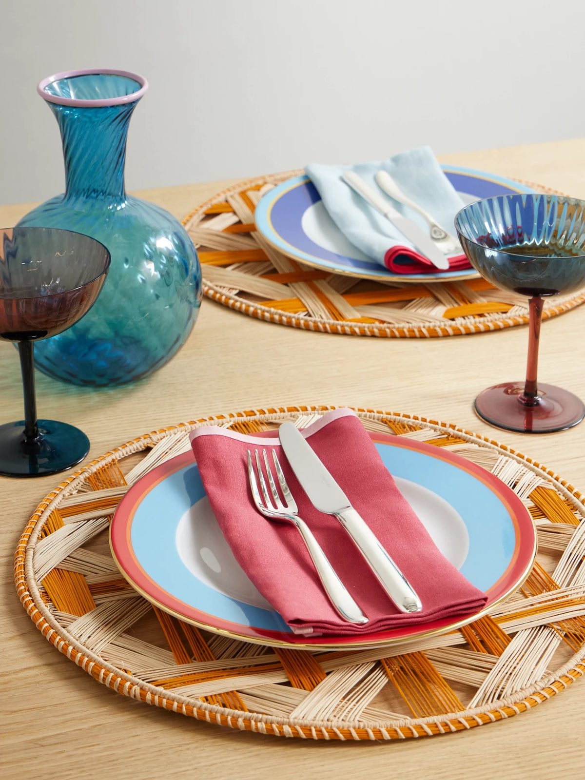 Image of Tableware. Product name - Set Of Two Straw Placemats in Orange colour by brand - La DoubleJ
