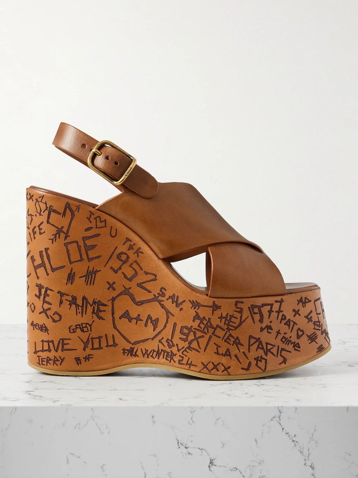 Maxime Leather Platform Wedge Sandals