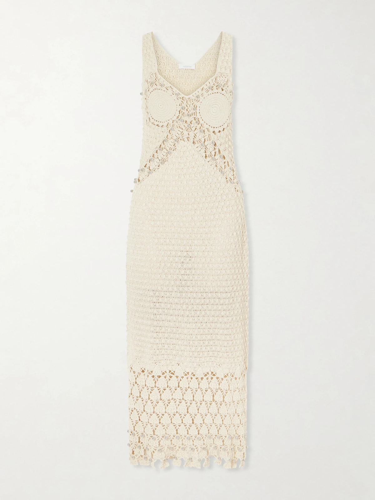 Embellished Crocheted Cotton Midi Dress