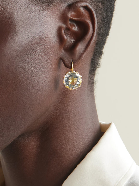 Image of Earrings. Product name - 18-karat Gold, Diamond And Topaz Earrings in Multi colour by brand - Ileana Makri