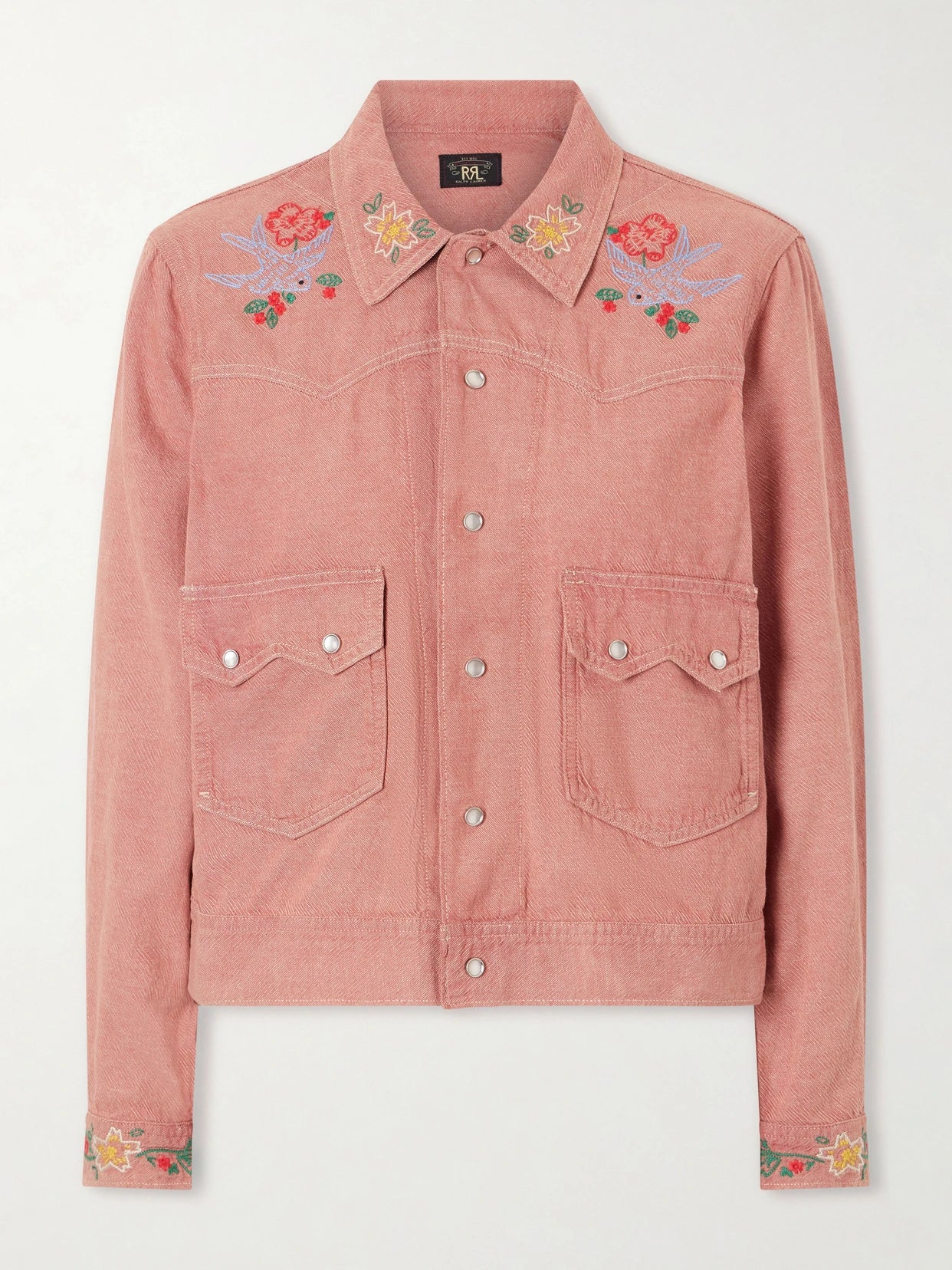 Image of Coats & Jackets. Product name - Billie Embroidered Cotton Linen Blend Shirt in Multi colour by brand - RRL