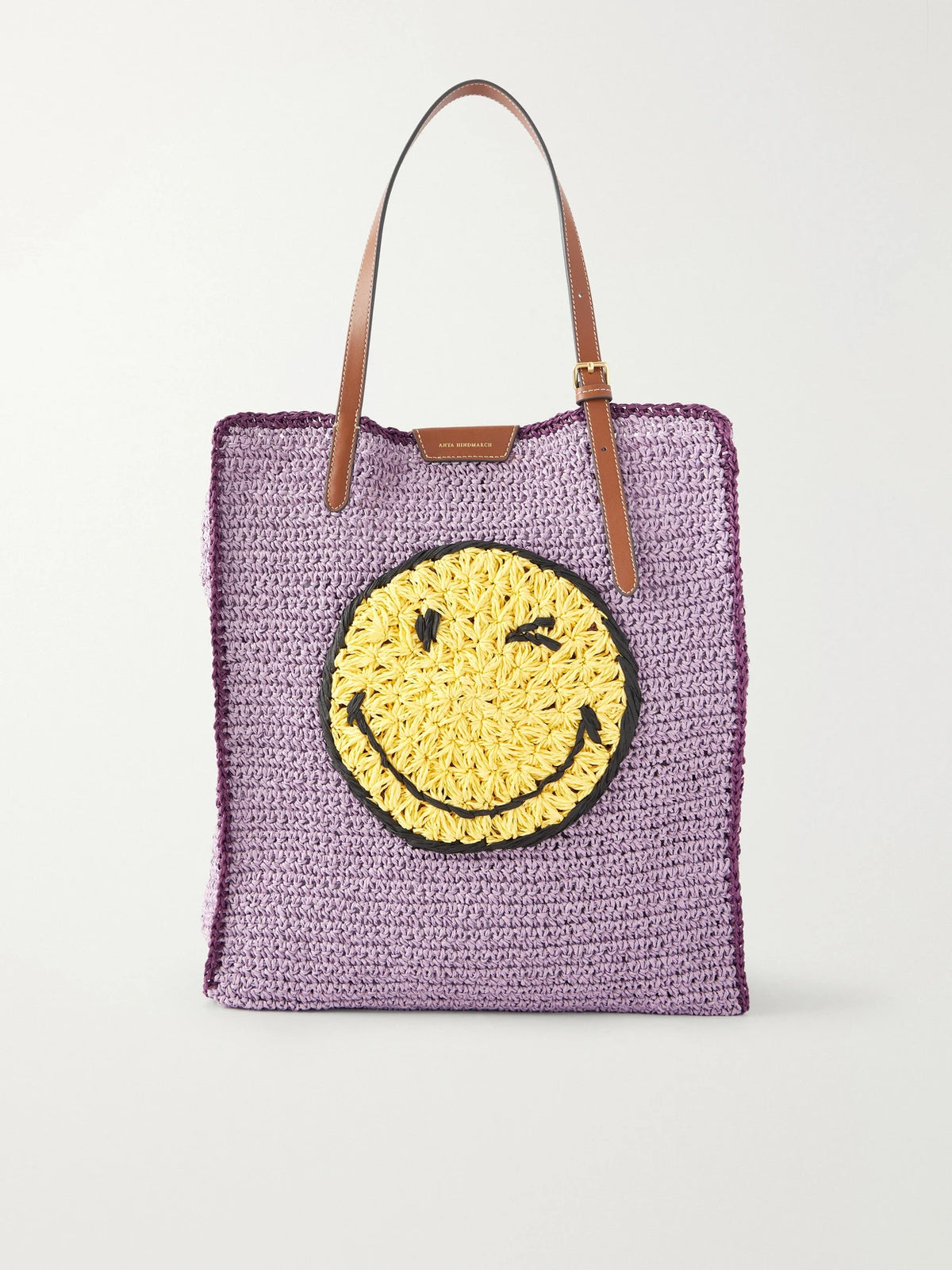 Wink Leather-trimmed Raffia Tote