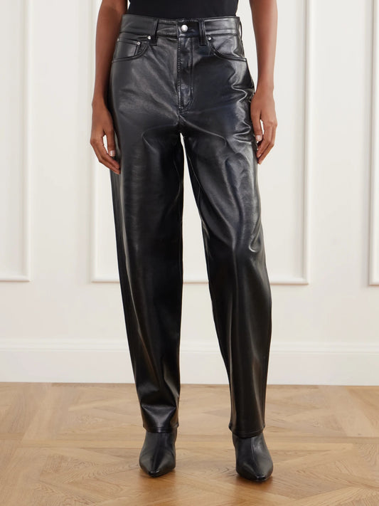 AGOLDE Nate Leather-blend Tapered Pants