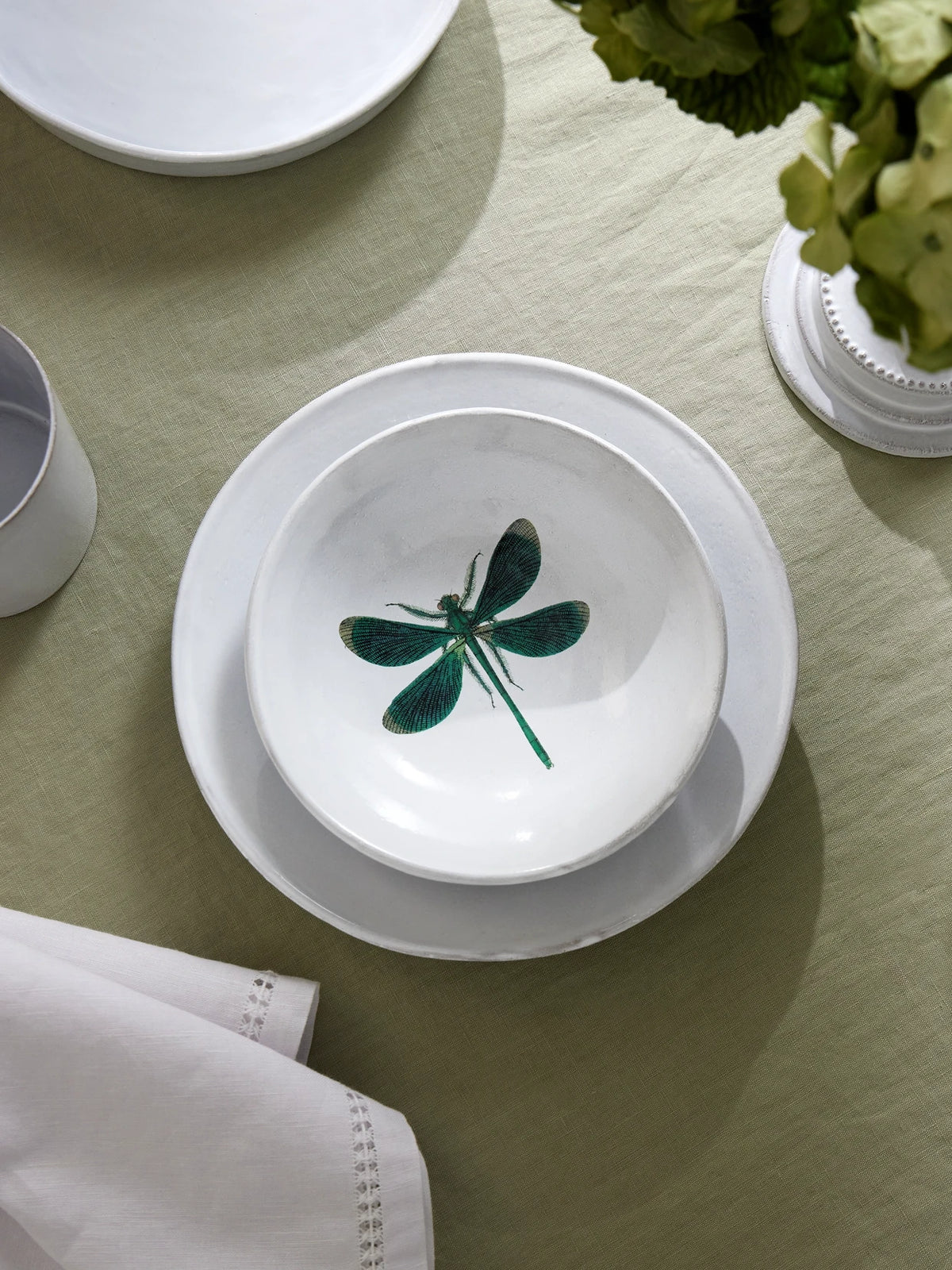 Image of Tableware. Product name - + John Derian Printed Ceramic Soup Plate in White colour by brand - Astier De Villatte
