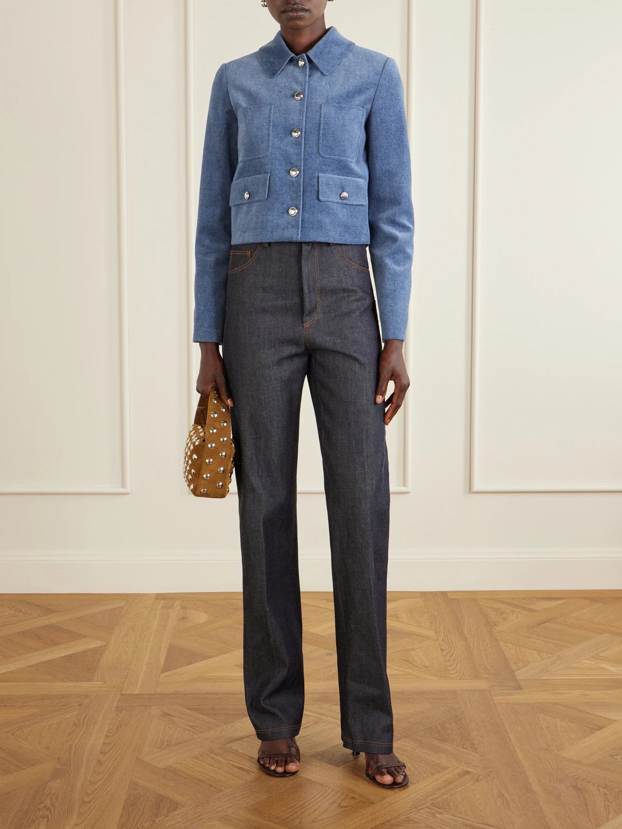 Image of Coats & Jackets. Product name - Astley Cotton Velvet Jacket in Blue colour by brand - Altuzarra