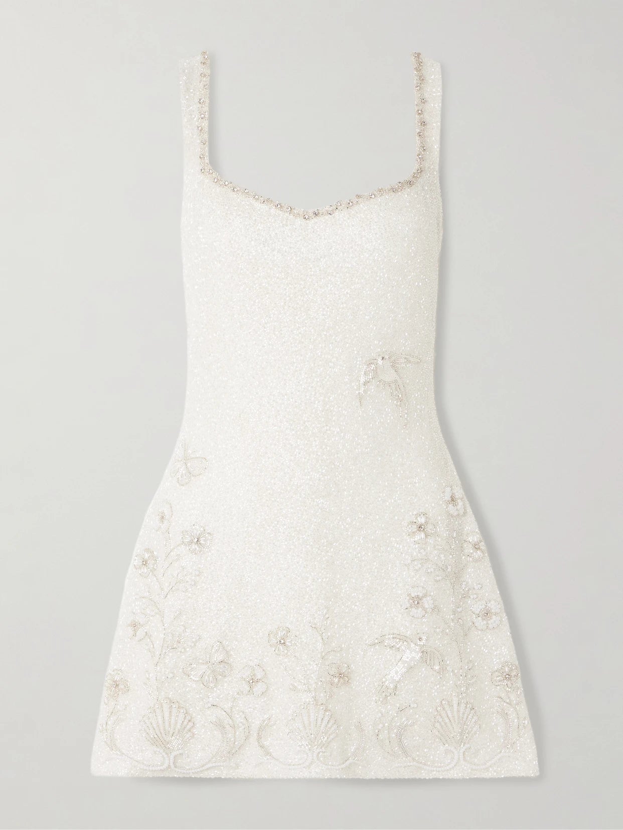 Snowdrop Embellished Beaded Stretch-tulle Mini Dress