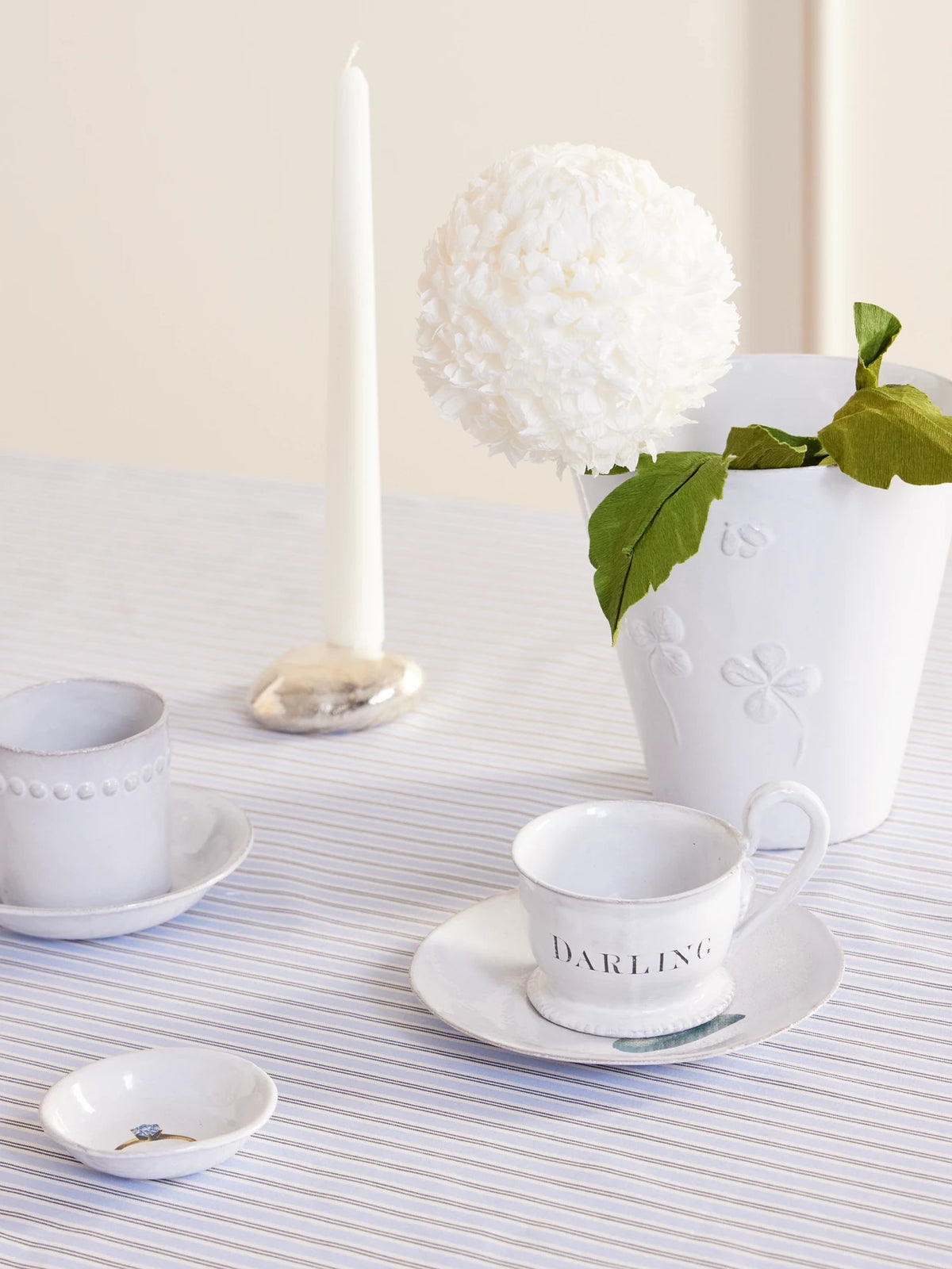 Image of Tableware. Product name - + John Derian Darling Ceramic Teacup in White colour by brand - Astier De Villatte