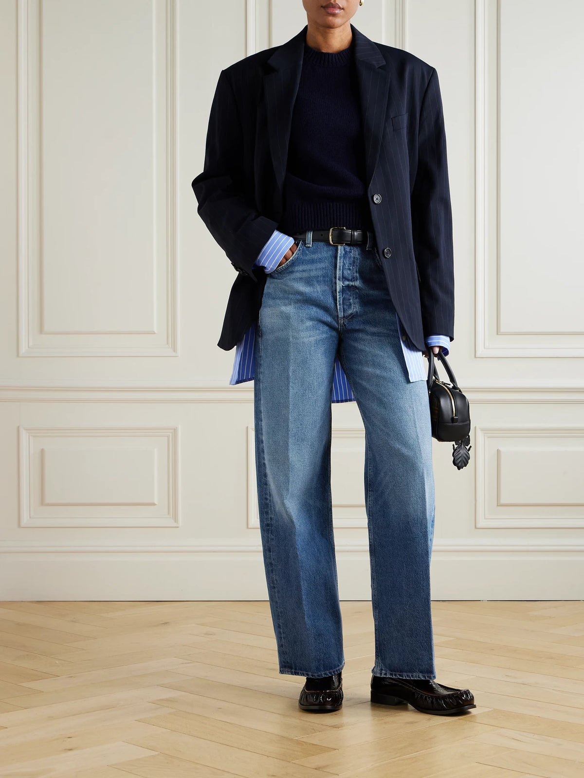 Image of Jeans. Product name - Ayla Baggy High-rise Jeans in Mid denim colour by brand - Citizens of Humanity