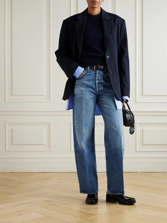 Image of Jeans. Product name - Ayla Baggy High-rise Jeans in Mid denim colour by brand - Citizens of Humanity