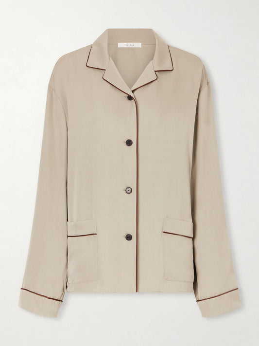 Clarinda Piped Silk Shirt