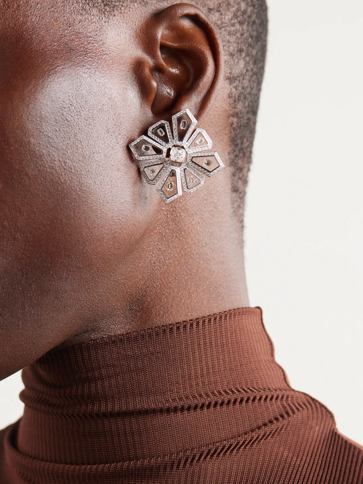 Image of Earrings. Product name - Universe 18-karat White Gold, Diamond And Enamel Earrings in Multi colour by brand - Nikos Koulis