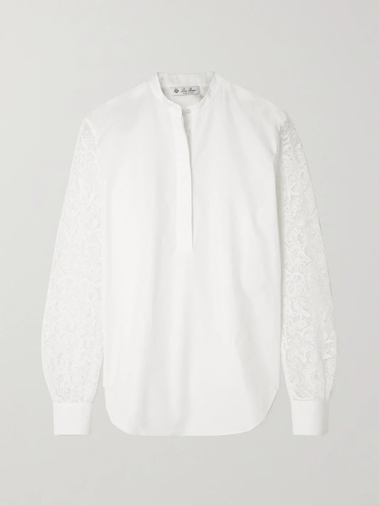 Ide Cotton-poplin And Guipure Lace Shirt