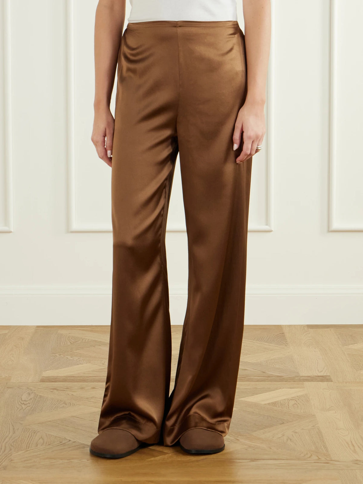 STAUD Stroll Silk-blend Wide-leg Pants