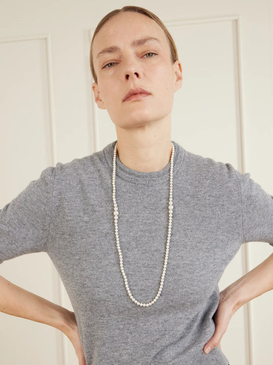 Image of Necklaces. Product name - 14-karat Gold Pearl Necklace in Multi colour by brand - Mizuki