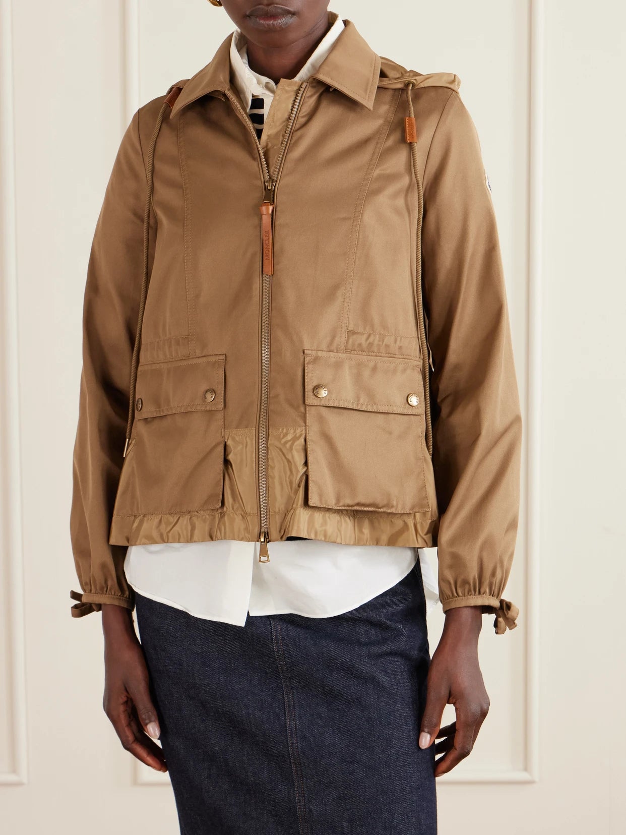 Adenium Cropped Hooded Shell-paneled Gabardine Jacket