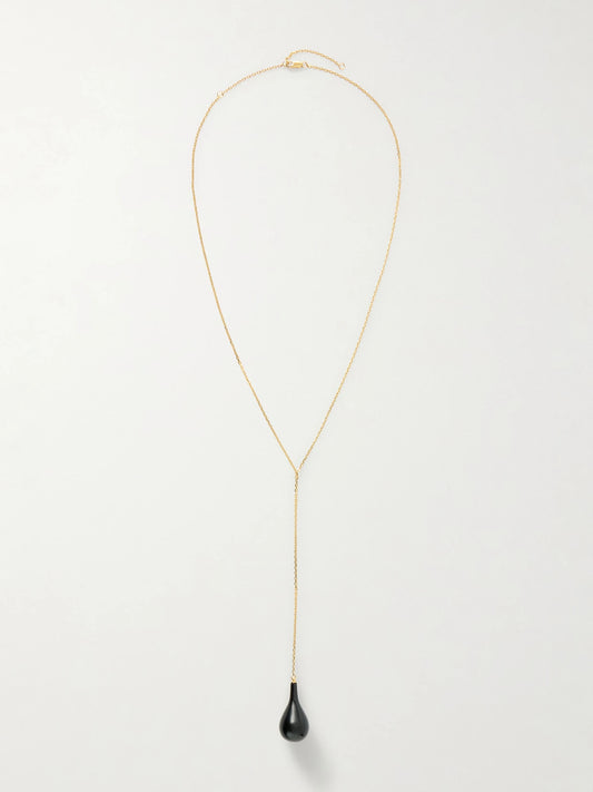 Gold-plated, Onyx And Swarovski Crystal Necklace