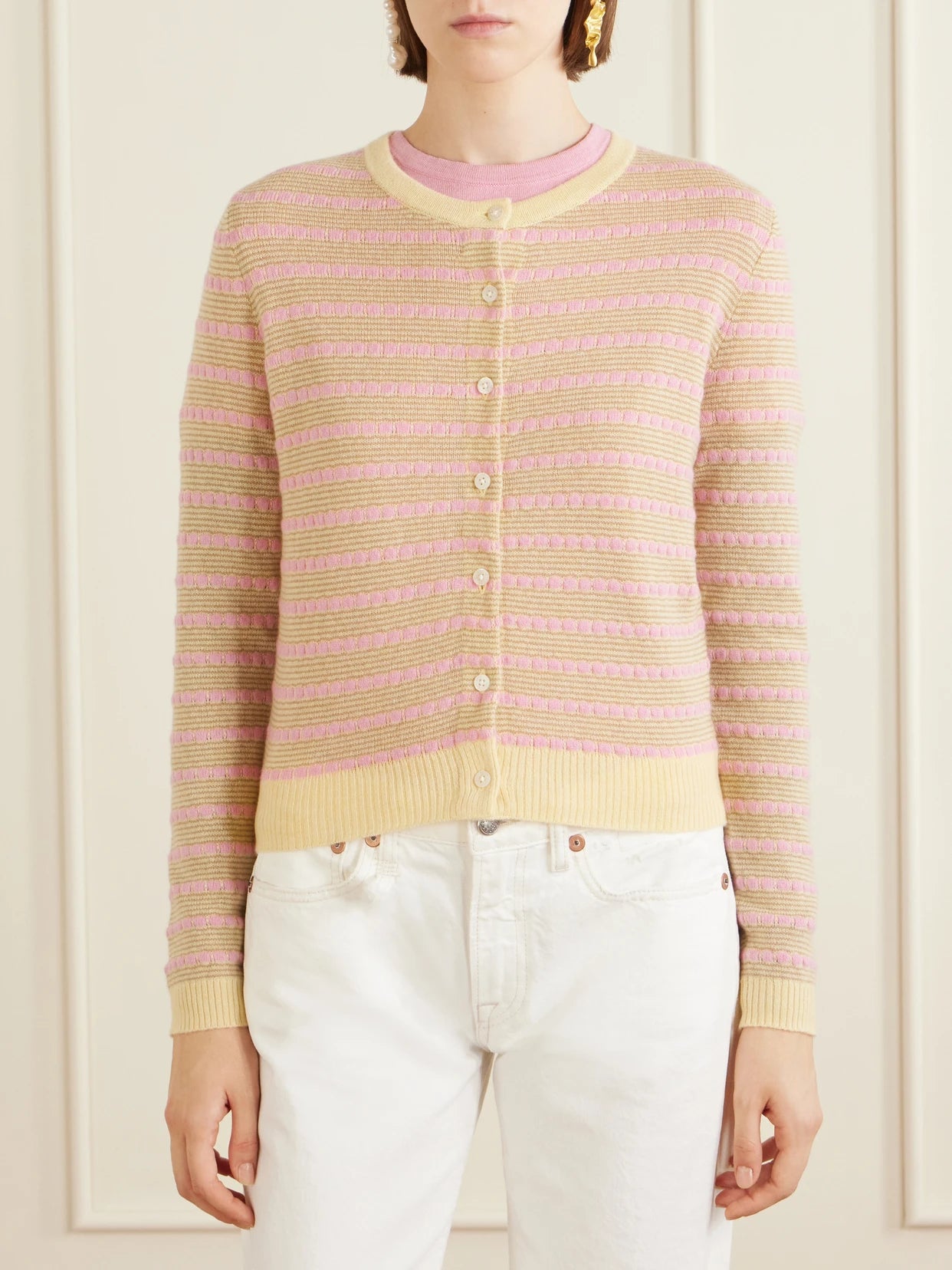 Jane Striped Cashmere Cardigan