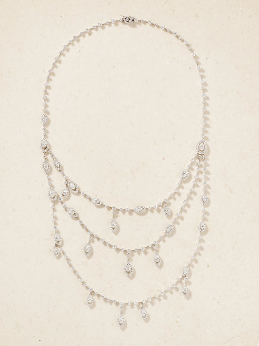 David Morris Le Jardin 18-karat White Gold Diamond Necklace
