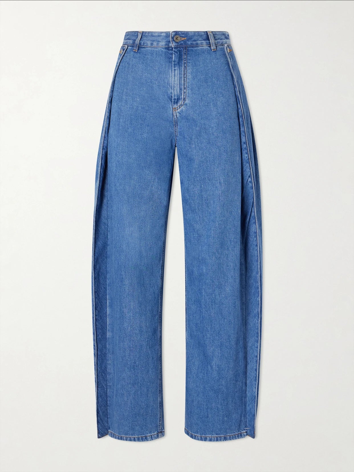 Draped Mid-rise Wide-leg Jeans
