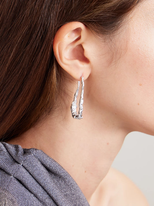Image of Earrings. Product name - Silver-plated Hoop Earrings in Multi colour by brand - Completedworks