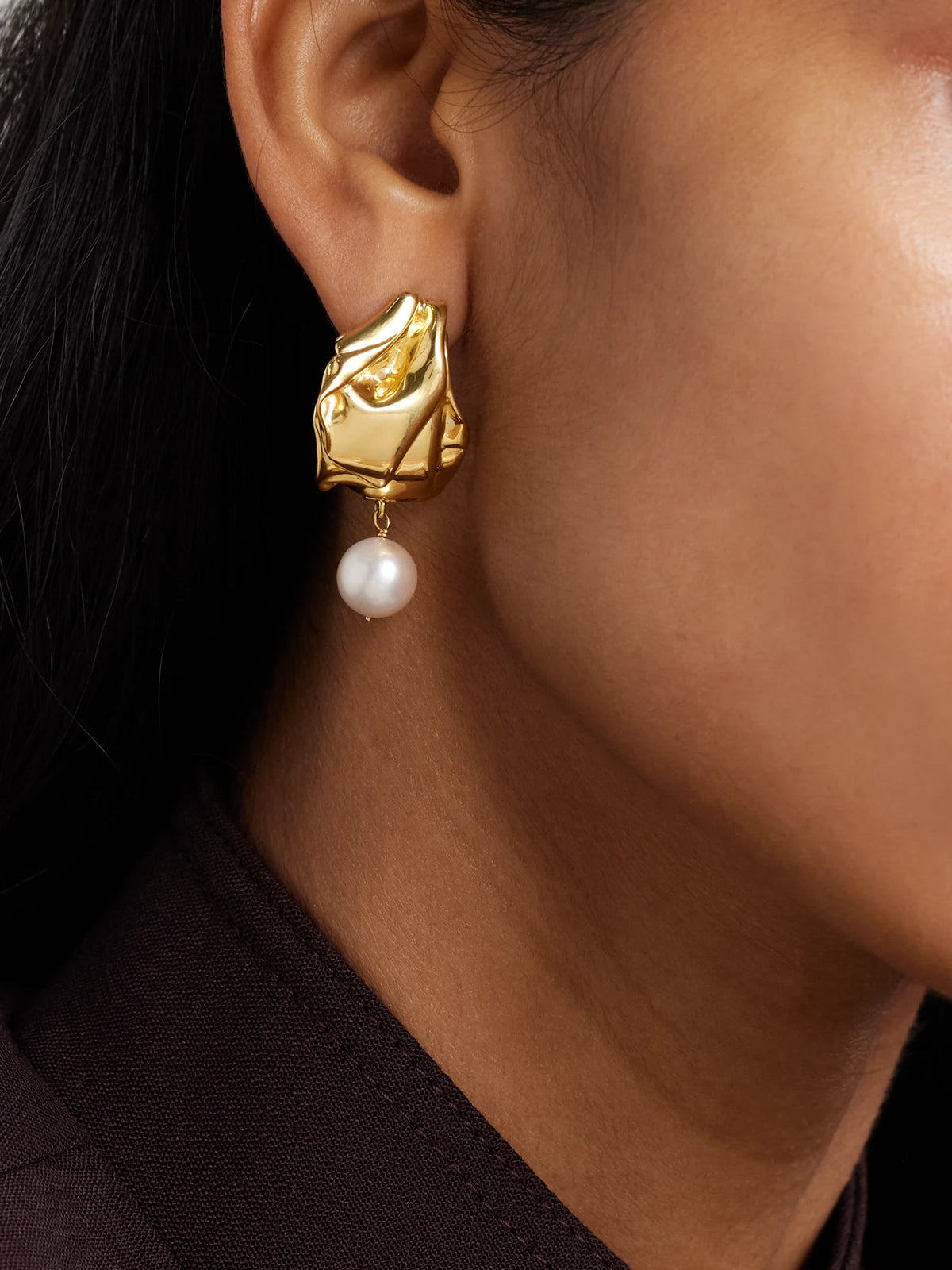 Image of Earrings. Product name - Gold-plated Pearl Earrings in Multi colour by brand - Completedworks