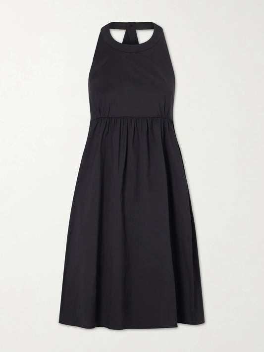Image of Dresses. Product name - Beachwear Cotton-blend Poplin Halterneck Mini Dress in Black colour by brand - Max Mara