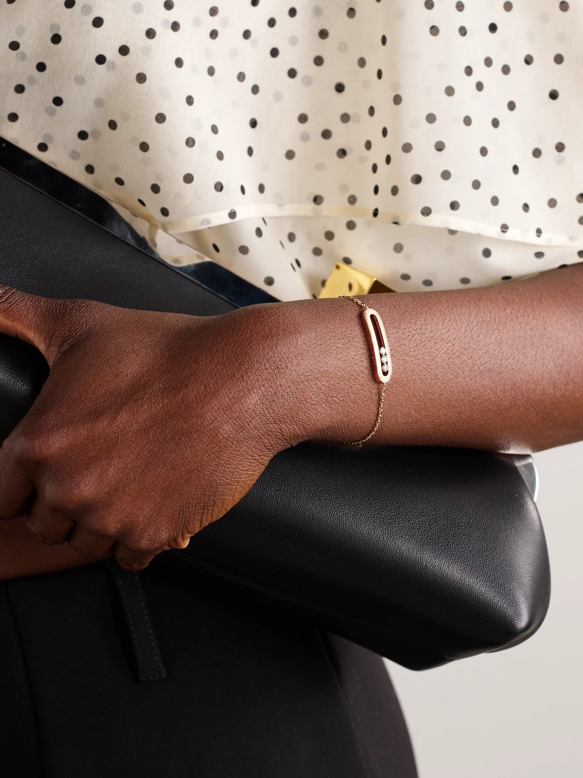 Image of Bracelets. Product name - Move Classique Ciselé 18-karat Rose Gold Diamond Bracelet in Multi colour by brand - Messika