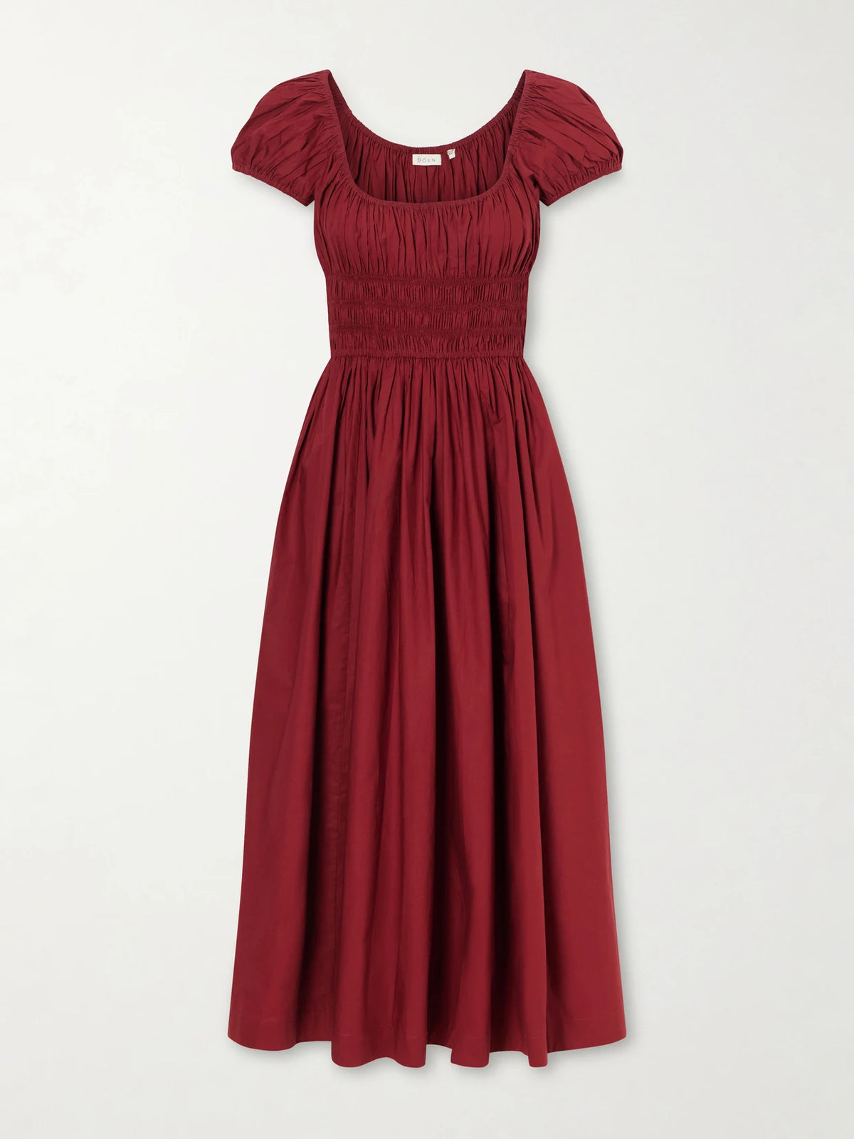Quinley Shirred Organic Cotton-voile Midi Dress