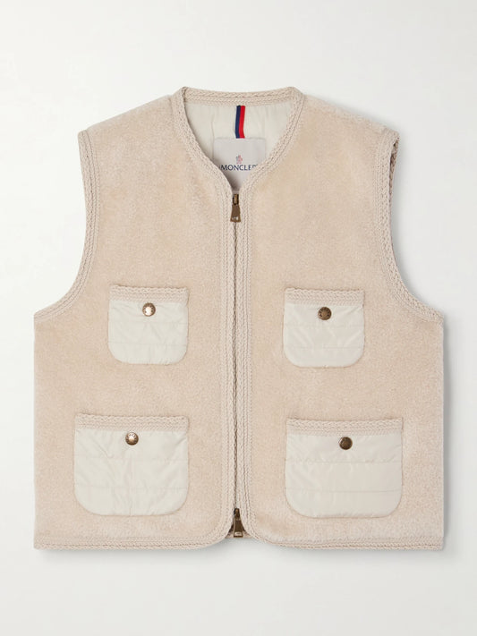 Mimosas Shell-trimmed Fleece Down Vest