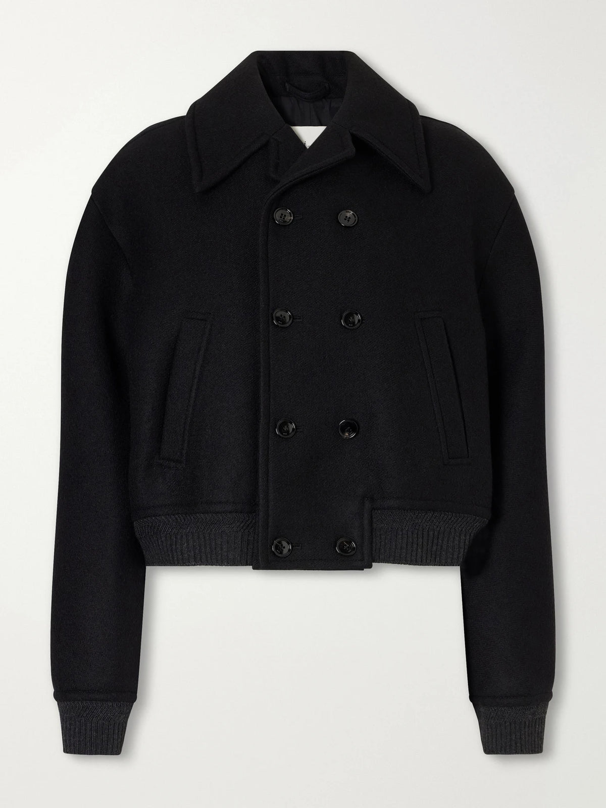 AMI PARIS Double-breasted Rib-trimmed Wool-gabardine Blouson Jacket