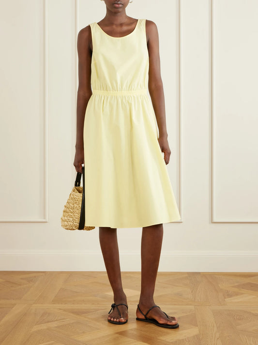Image of Dresses. Product name - Organic Cotton-poplin Dress in Yellow colour by brand - Matteau