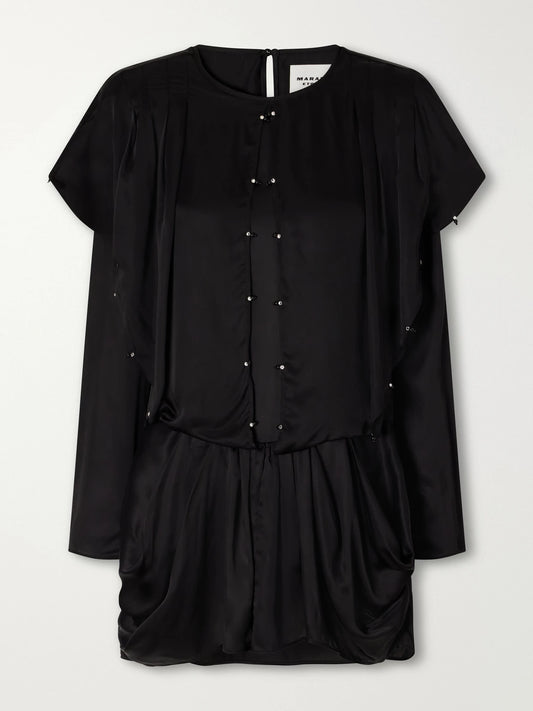 MARANT ÉTOILE Blissa Embellished Gathered Satin Mini Dress