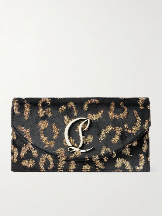 Loubi54 Embellished Metallic Velvet-jacquard Clutch