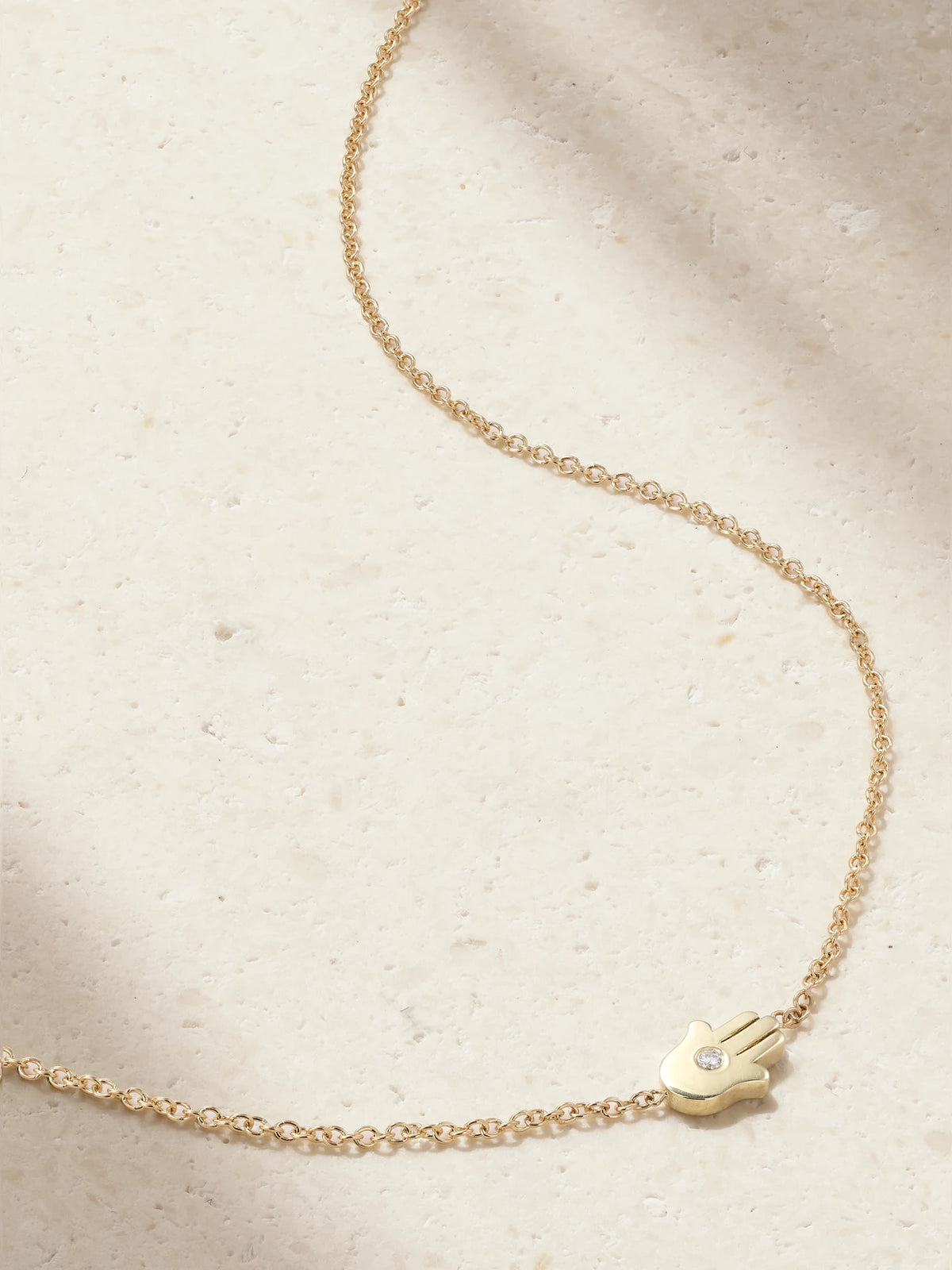 Mini Hamsa 18-karat Gold Diamond Necklace