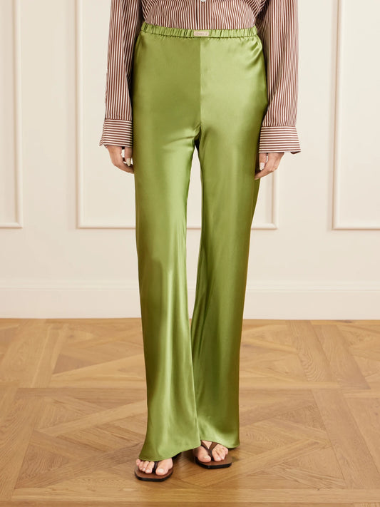 Silk-bias Straight-leg Pants