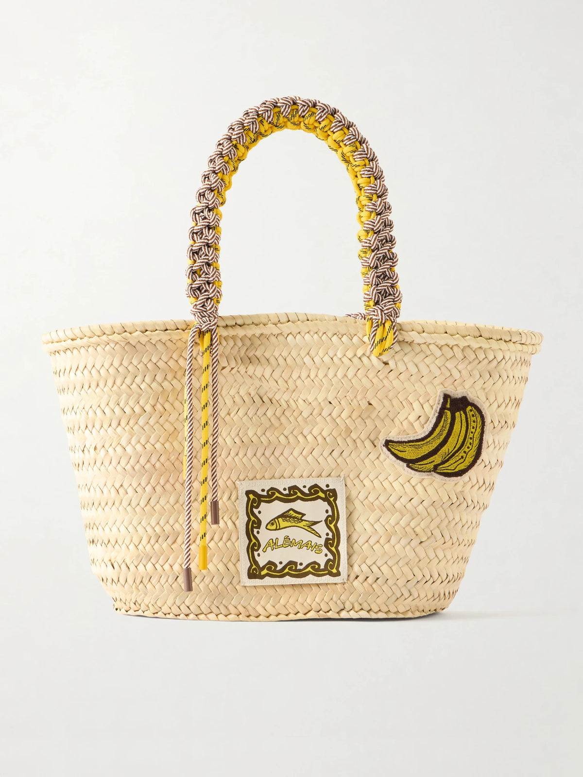 Mona Logo-appliquéd Woven Raffia-effect Bucket Bag