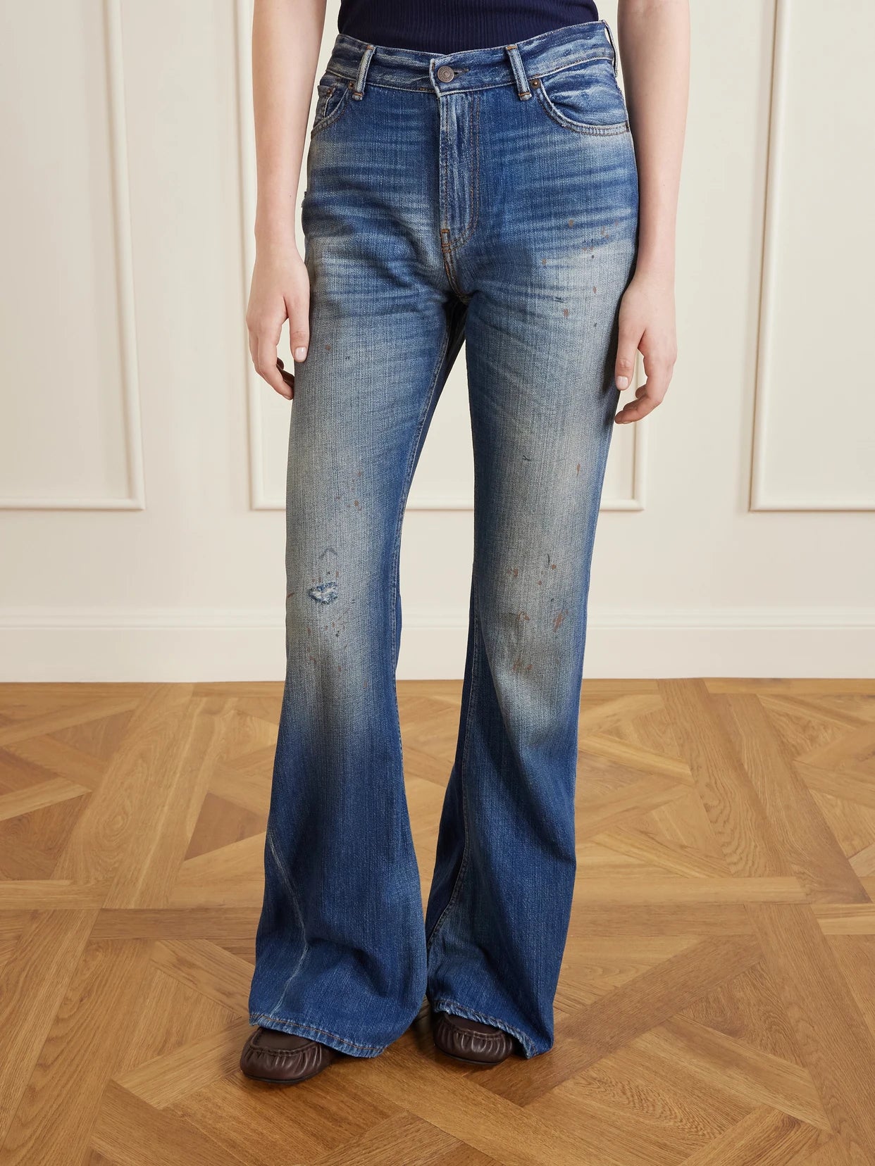 Distressed High-rise Flared Jeans
