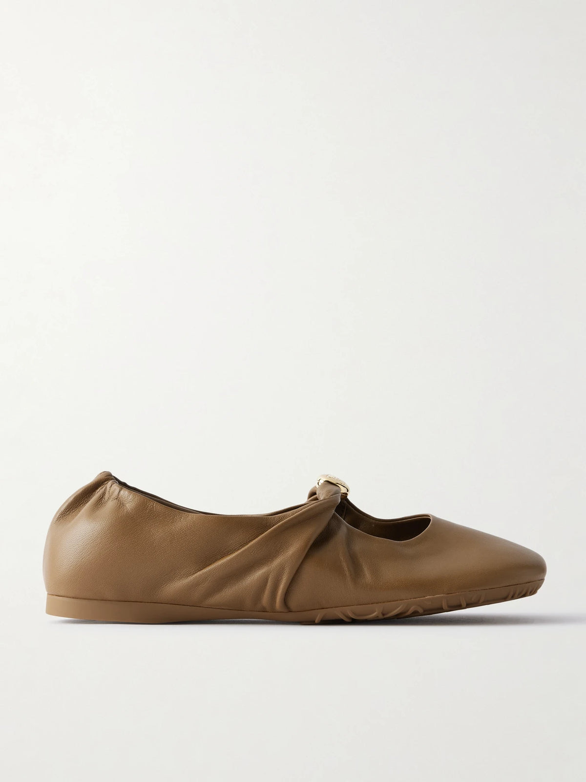 Pebble Embellished Leather Ballet Flats