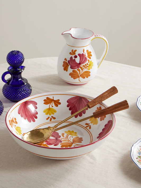 Image of Tableware. Product name - Blossom Painted Ceramic Salad Bowl in Multi colour by brand - Cabana