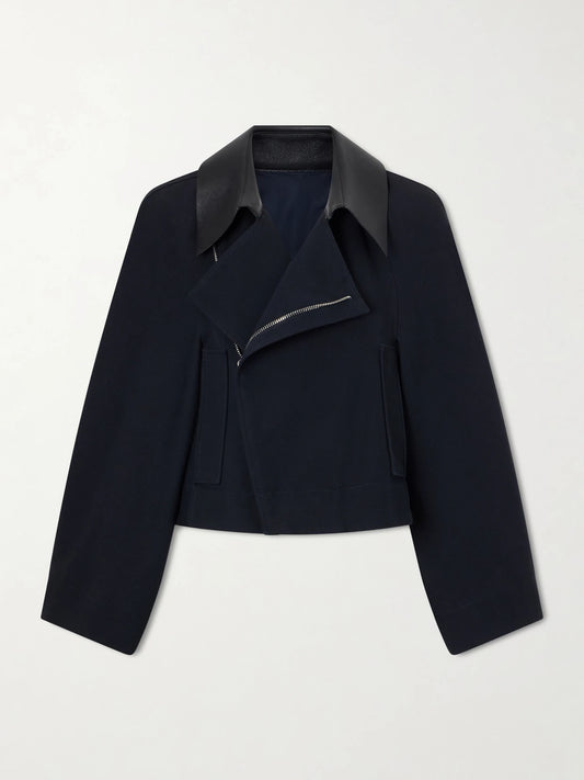 Image of Coats & Jackets. Product name - Cotton And Wool-blend Gabardine Jacket in Navy colour by brand - Givenchy