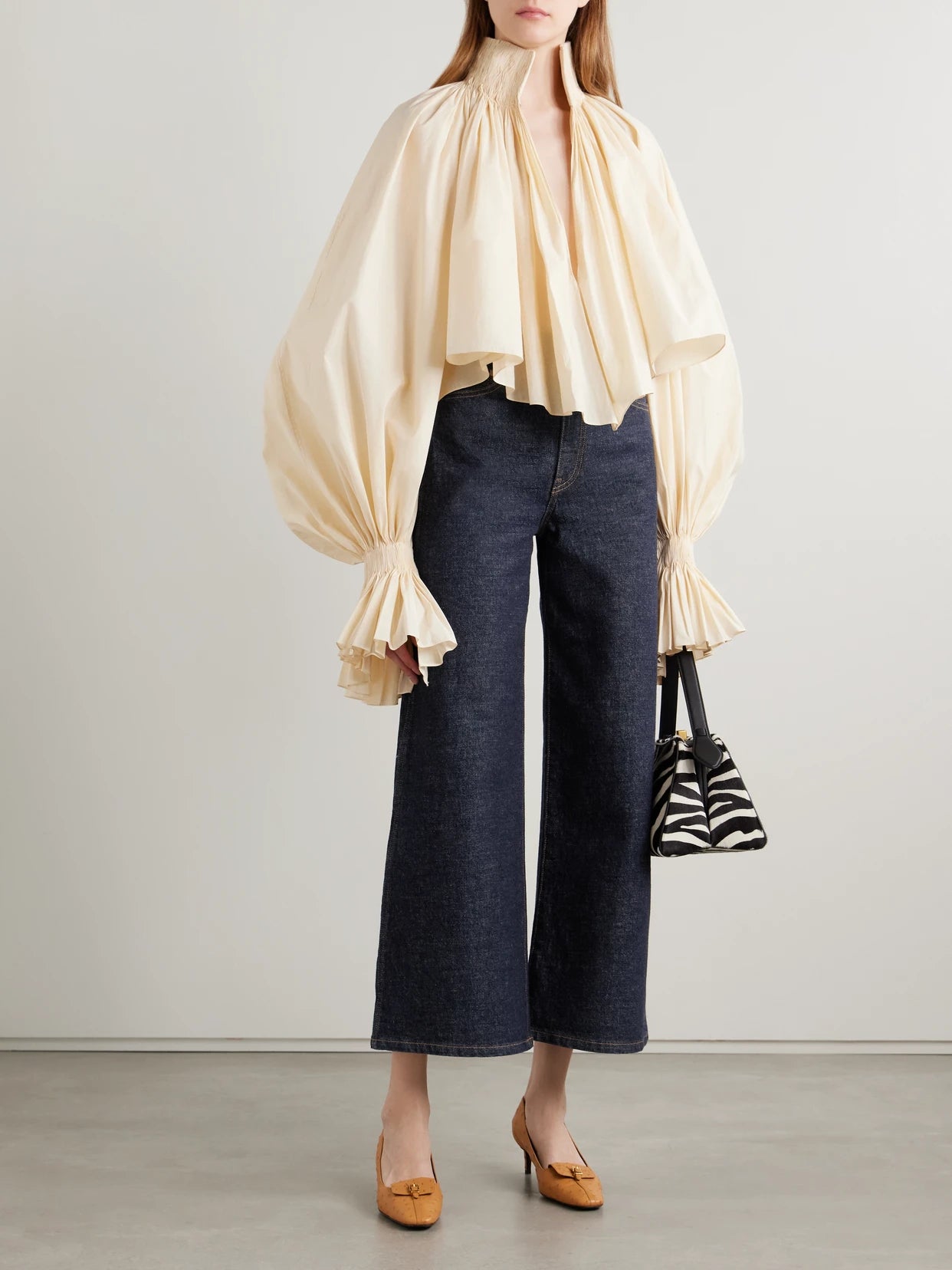 Image of Jeans. Product name - Delina High-rise Straight-leg Jeans in Dark denim colour by brand - KHAITE