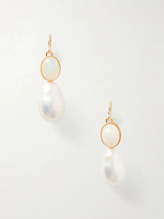 Tatum Iridescent Opal And Pearl Earrings